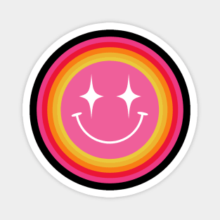 groovy smiley face with a retro circle rainbow Magnet