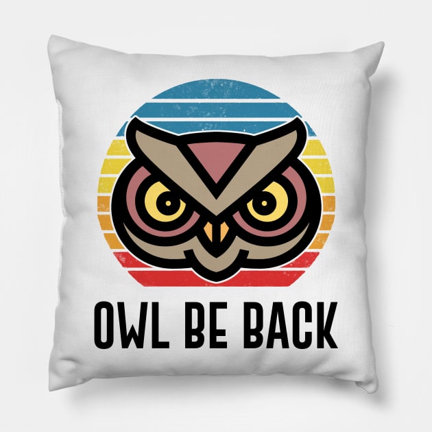 Owl Be Back Retro Style Vintage Bird Gift Pillow by Mesyo