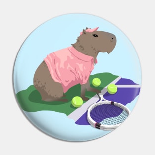 Capybara Tennis - Pink Pin