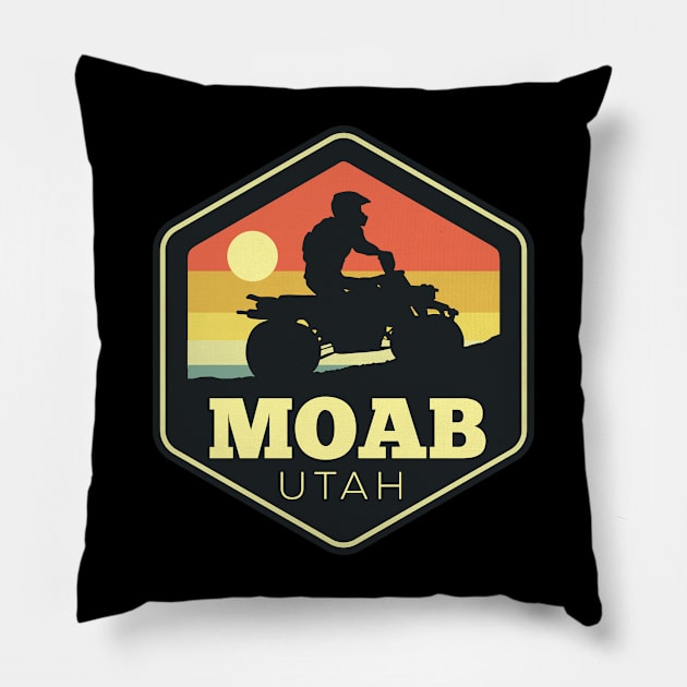 Moab Utah ATV Vintage Sunset Hexagon Pillow by DetourShirts