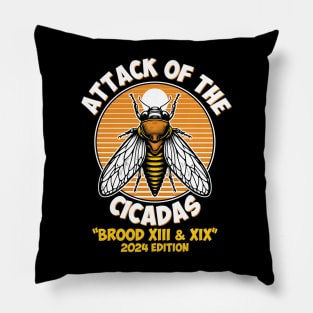 Funny Attack of The Cicadas 2024 Brood XIII & XIX Entomologist Gift Pillow