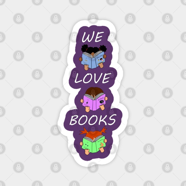 We Love Books - Cute Kids Reading Magnet by Nutmegfairy