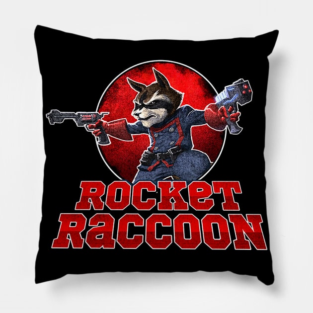 Rocket racoon Pillow by Kevan Hom