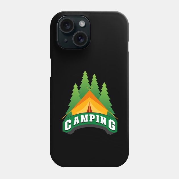 Camping Wildlife Born to Camp Forced To Work Dark Background Camping Campfire Summer Design Phone Case by ActivLife
