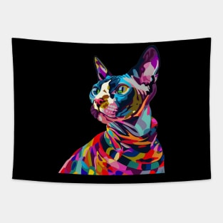 Sphynx Cat Painting Colorfull Pop Art Design For Cat Onwer Tapestry