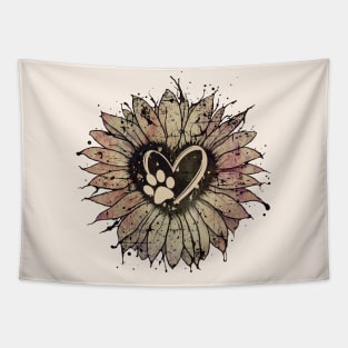 Paw dog, paw, animal and grunge pink sunflower, dog mom Tapestry