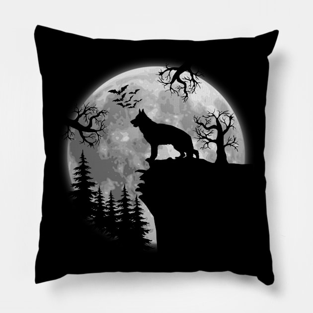 Beagle And Halloween Moon Pillow by Jenna Lyannion