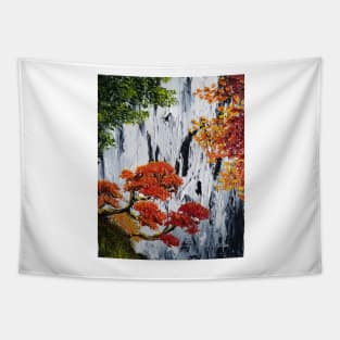 Waterfall Painting, Fall Foliage Art, Autumn Trees, Orange Leaves, Waterfall bag, fall tote, rustic decor, rustic charm Tapestry