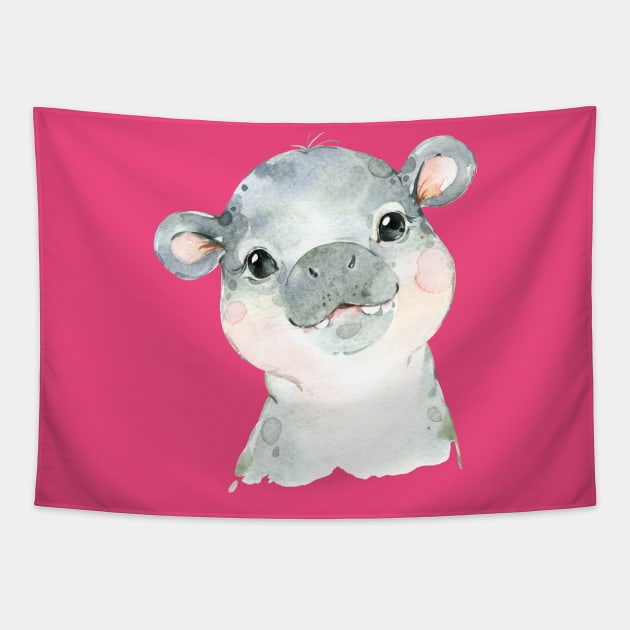 Adorable Baby Hippo! Tapestry by Krisb1371