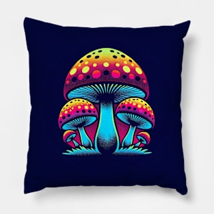 Electric Deco Mushrooms Tee - '70s Chromatic Fungi Series Pillow