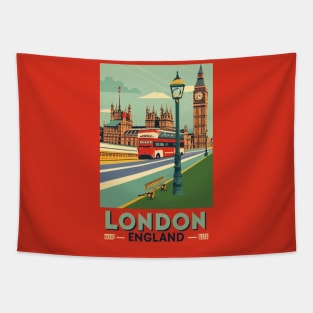 A Vintage Travel Art of London - England Tapestry