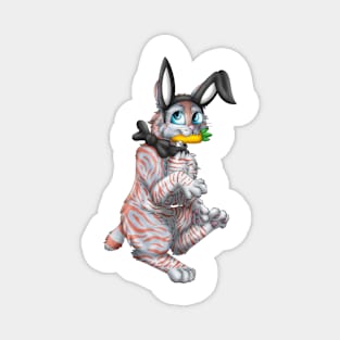 Bobtail BunnyCat: Red On Blue Tabby (Black) Magnet