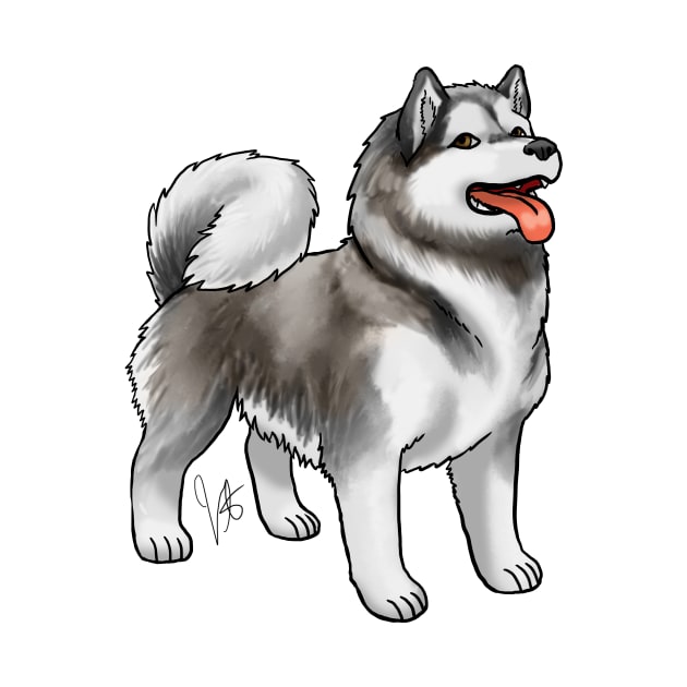 Dog - Alaskan Malamute - Gray and White by Jen's Dogs Custom Gifts and Designs