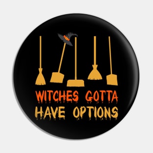 Witch Riding Brooms On A Dark Desert Highways Halloween Pin