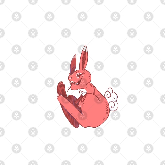 Red Rabbit Curled Up and Smiling by SimplyKitt