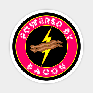 Powered By Bacon Lightning Bolt Pink Emblem Magnet