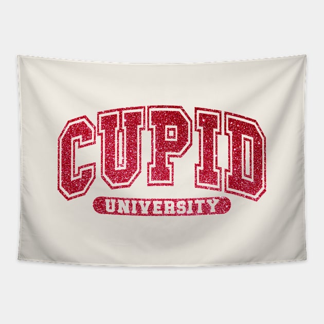 Cupid University Glitter Valentine Tapestry by Nessanya