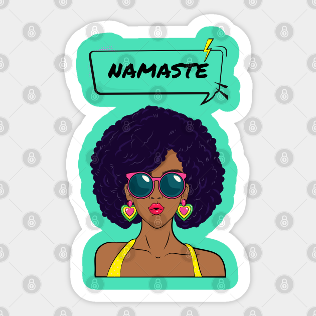 Namaste Cartoon Woman in Sunglasses - Namaste - Sticker | TeePublic Namaste Cartoon Woman in Sunglasses - Namaste - Sticker | TeePublic