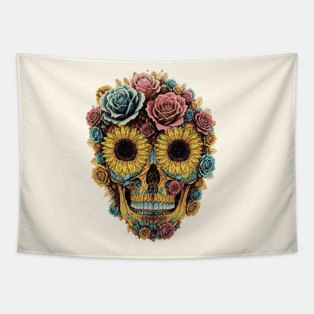 Sugar skull, dark, La catrina, calavera, skeletons lovers, cool skulls, bones Tapestry by Collagedream