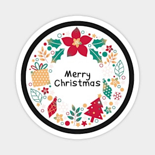 Merry Christmas Round Sticker 14 Magnet