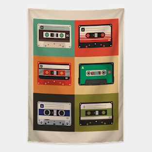 retro 80s cassette set Tapestry