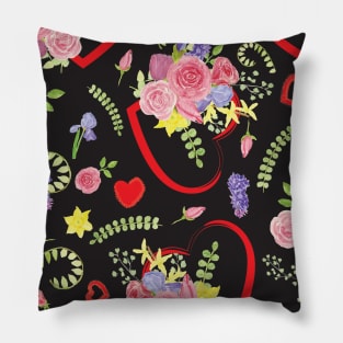 Heart Floral Bouquet Pillow