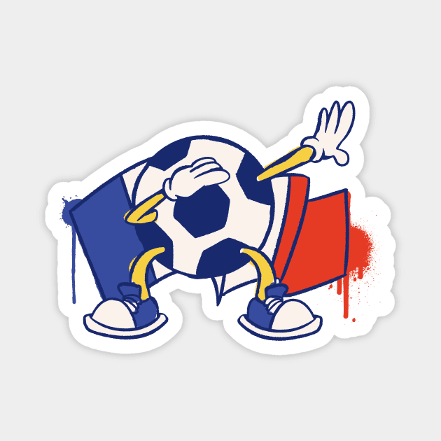 Dabbing Soccer Ball Cartoon France French Flag Football Magnet by Now Boarding