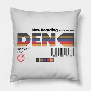 Vintage Denver DEN Airport Label Retro Travel Colorado Pillow