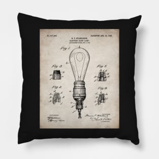 Light Bulb Patent - Industrial Design Architectural Decor Art - Antique Pillow