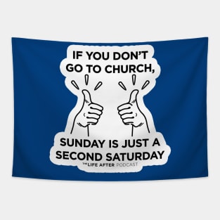Second Saturday | Blue Items Tapestry