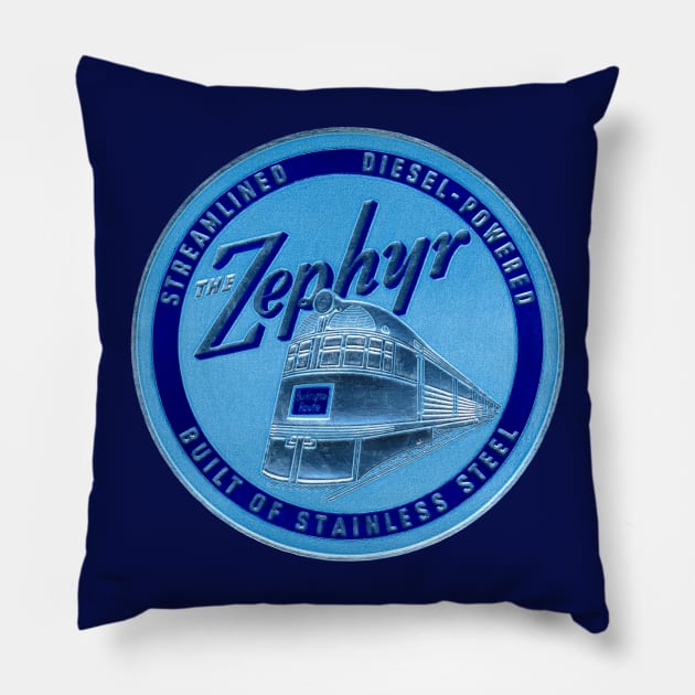 1934 The Zephyr Passenger Train Pillow by historicimage