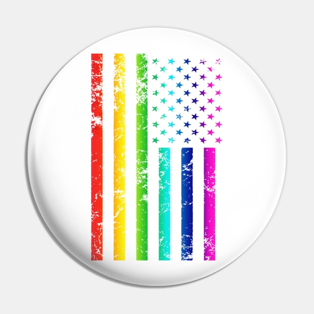 Rainbow American Flag Pin by Scar