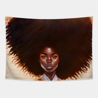 [AI Art] African sunset woman with big hair Tapestry