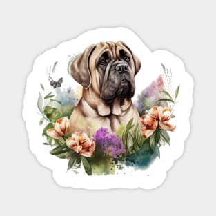 Bull Mastiff Floral Magnet