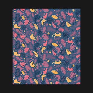 Full pattern of Cats Playing in The Tropical Forest T-Shirt