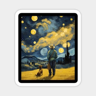 Starry Night Dachshund  Dog , Van Gogh Dachshund Art Magnet