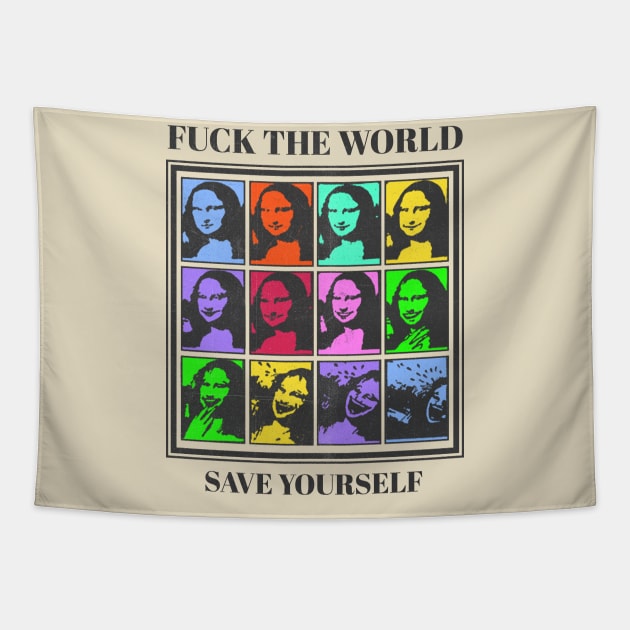 classic mona lisa pop art Tapestry by moronicart