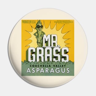 Vintage Mr. Grass Asparagus Label Pin