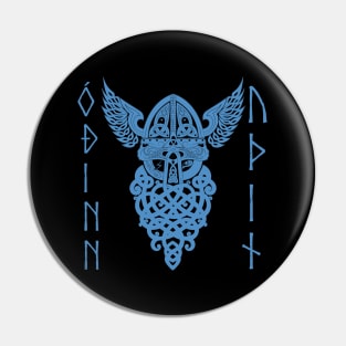 Odin Norse God Runes Pagan Viking Mythology Allfather Blue Pin