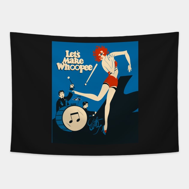 Let’s Make Whoopee! Jazz Vintage Poster Tapestry by NattyDesigns