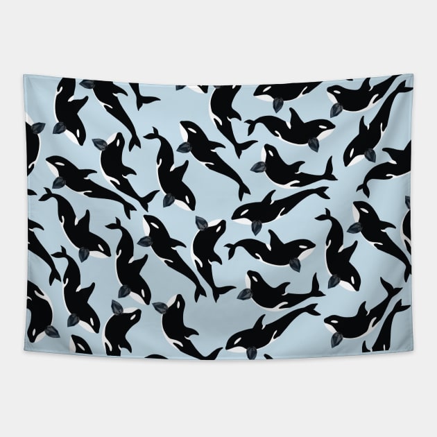 Orca Whale - Dark Blue Spinel Tapestry by Aline Eg