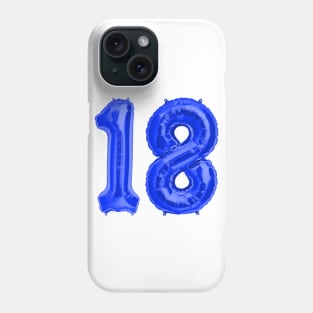 Blue 18th Birthday Metallic Helium Balloons Numbers Phone Case