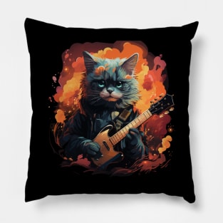 Siamese Cat Playing Guitar Pillow