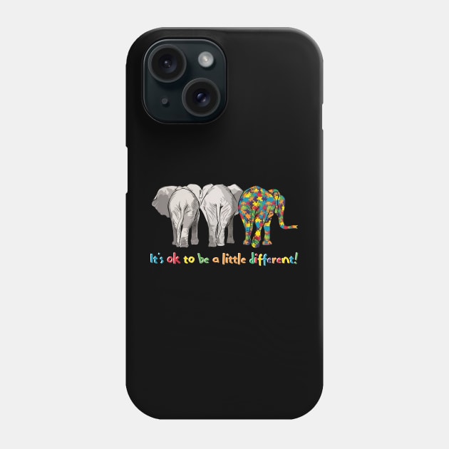 Elephant Autism It is Ok To Be Little Different Phone Case by Bunzaji