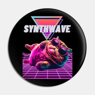 Synthwave cool cat Pin