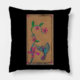 Bird in the Hand Veterinary exotic birds hands woman girl female feminine grey songbird nature lover loves avian Hummingbird Brown Blue Green Pillow