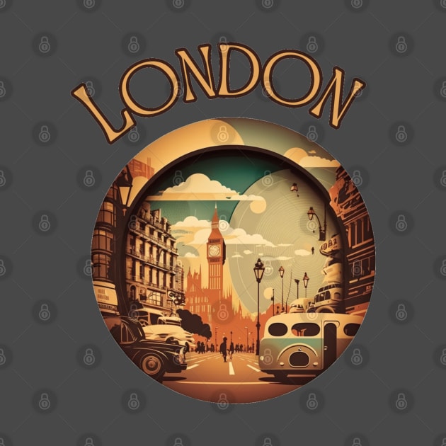 London Uk Retro Vintage Abstract Collage by stickercuffs