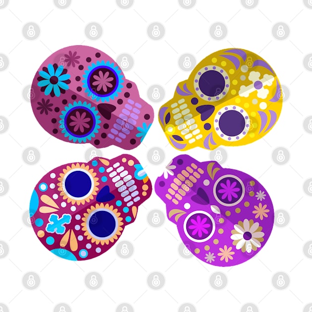 Colorful Sugar Skulls Design by Mako Design 