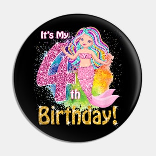 Kids 4 Year Old (It'S My 4Th Birthday) Mermaid Outfit Pin