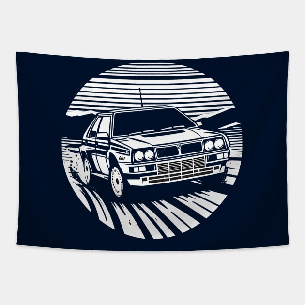 Lancia Delta Integrale Rally Car Tapestry by TaevasDesign